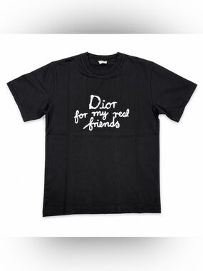 Dior Black Short-Sleeve Tee with White Script Logo